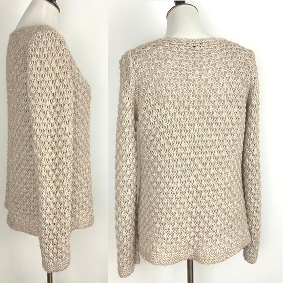Anthropologie Elsamanda Open Knit Begie Sweater Italy Sz M - Picture 5 of 16